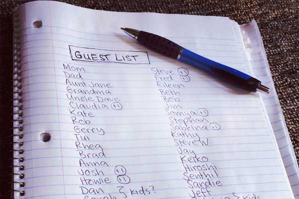 Wedding guest list
