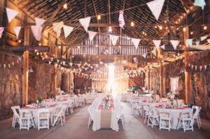 rustic barn wedding flag decorations