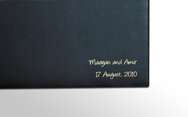 Engraved wedding album cover
