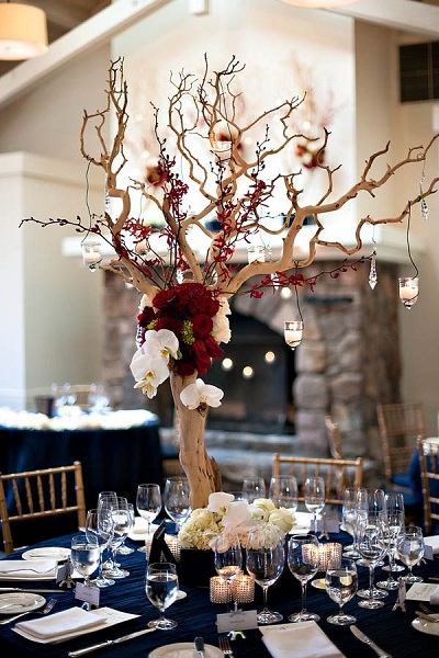 tree fall wedding centerpiece
